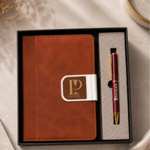 Leather Diary & Pen Gift Set – Custom Laser Engraved